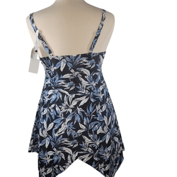 Ecupper Black and Blue Leaf Print 2 Piece Tankini Swimsuit - Picture 7 of 16